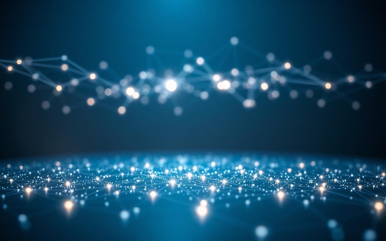 Abstract network of glowing nodes representing AI systems