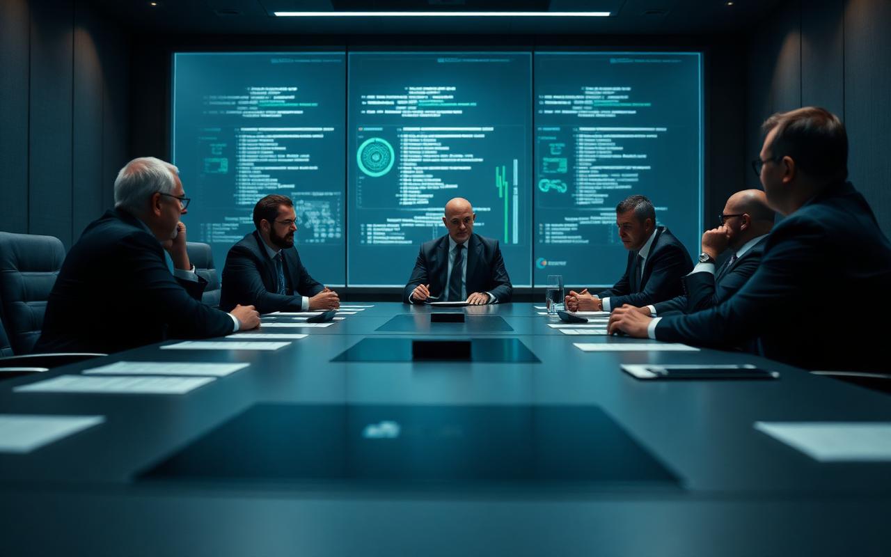 Board of directors reviewing a cybersecurity briefing